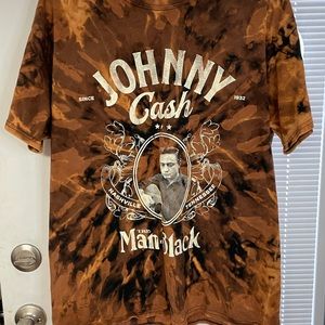 Johnny Cash The Man In Black Tye Dye T-Shirt Size L Large Distressed Official